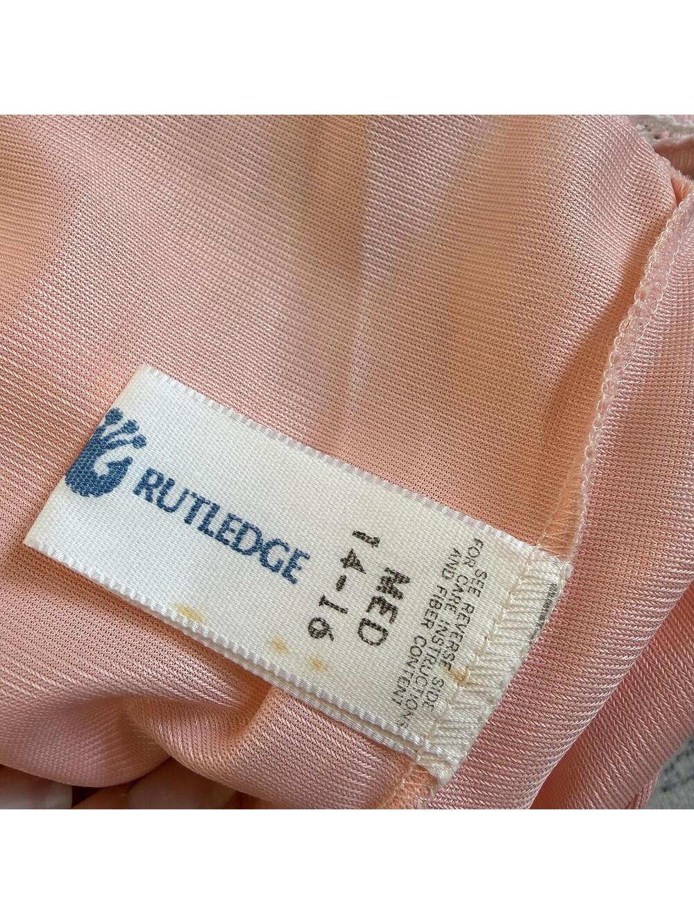 Peachy pink nylon lace chemise gown vintage 70s sz medium - Picture 4 of 4